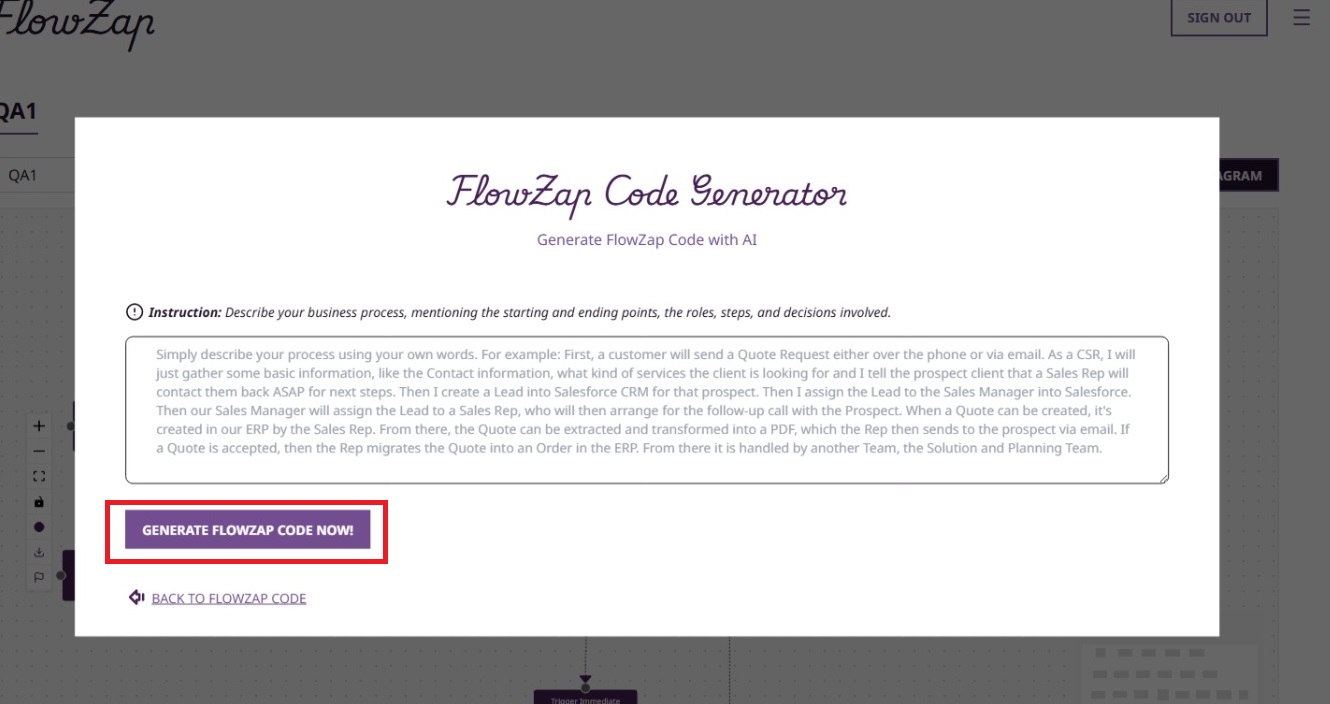 FlowZap Code Generator screenshot 2