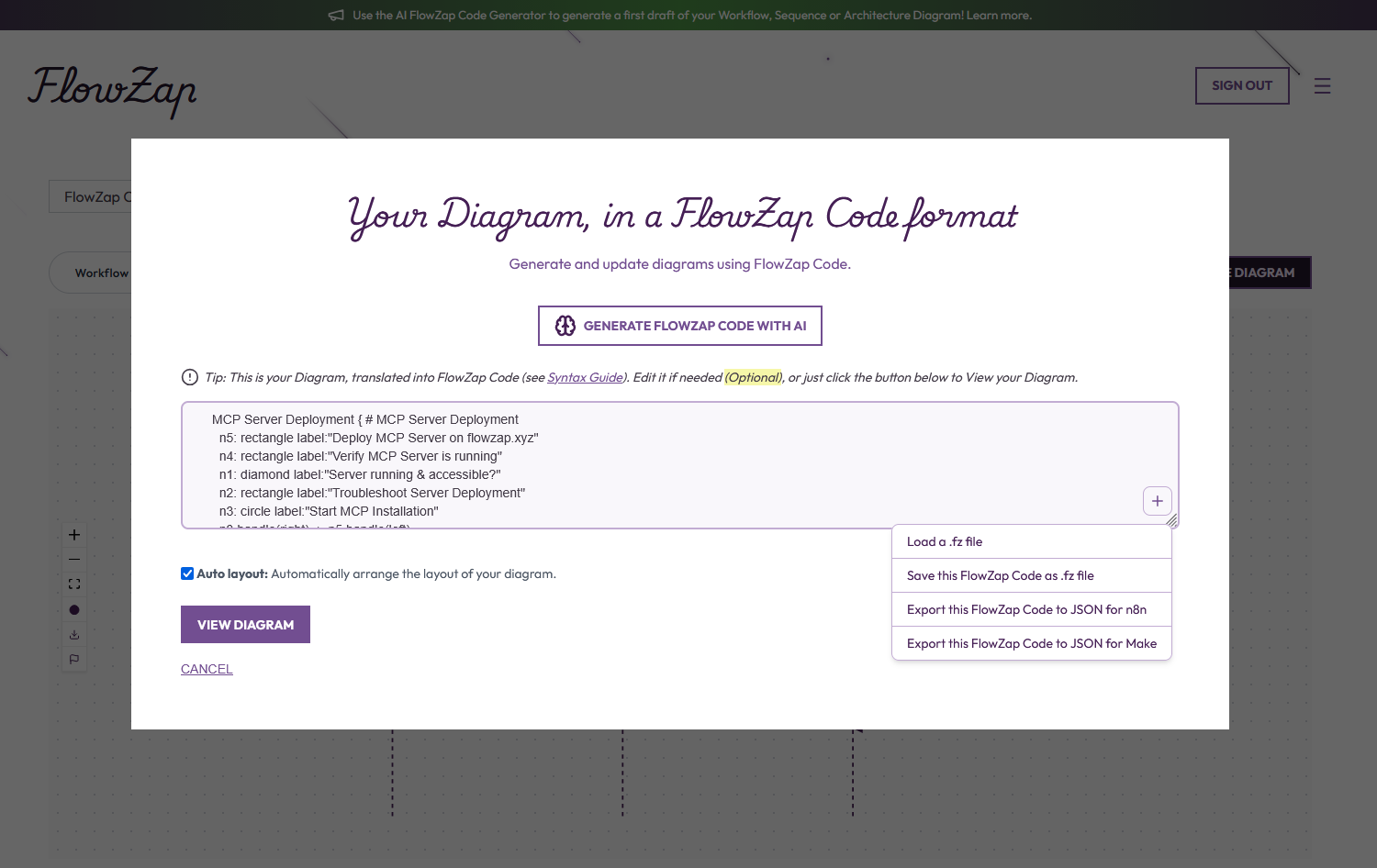 FlowZap Code Editor UI